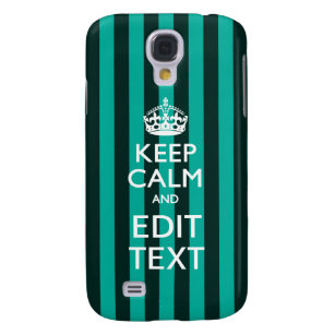 Vibrant Keep Calm Your Text Turquoise Stripes Galaxy S4 Case