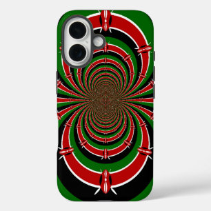 Vibrant Kenya Vision   Mirrored Kenyan Flag Abstra iPhone 16 Case