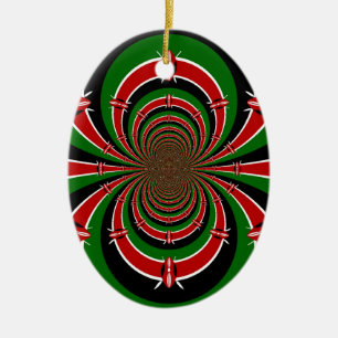 Vibrant Kenya Vision: Mirrored Kenyan Flag Art  Ceramic Tree Decoration