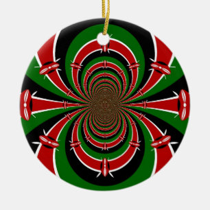 Vibrant Kenya Vision: Mirrored Kenyan Flag Art  Ceramic Tree Decoration