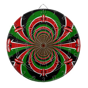 Vibrant Kenya Vision: Mirrored Kenyan Flag Art Dartboard