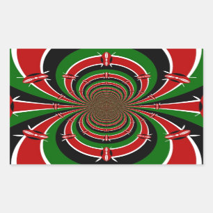 Vibrant Kenya Vision: Mirrored Kenyan Flag Art  Rectangular Sticker