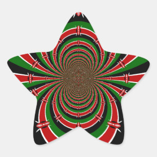 Vibrant Kenya Vision: Mirrored Kenyan Flag Art  Star Sticker