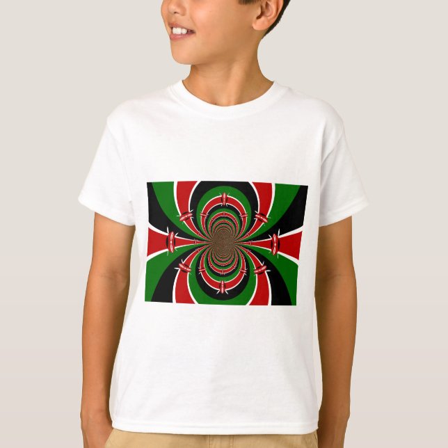 Vibrant Kenya Vision: Mirrored Kenyan Flag Art  T-Shirt (Front)
