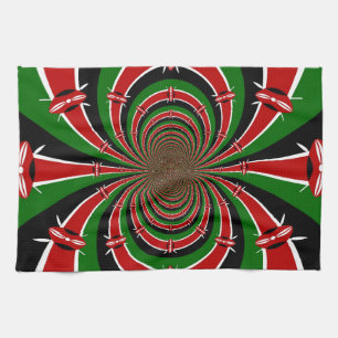 Vibrant Kenya Vision: Mirrored Kenyan Flag Art Tea Towel