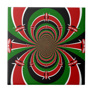 Vibrant Kenya Vision: Mirrored Kenyan Flag Art  Tile
