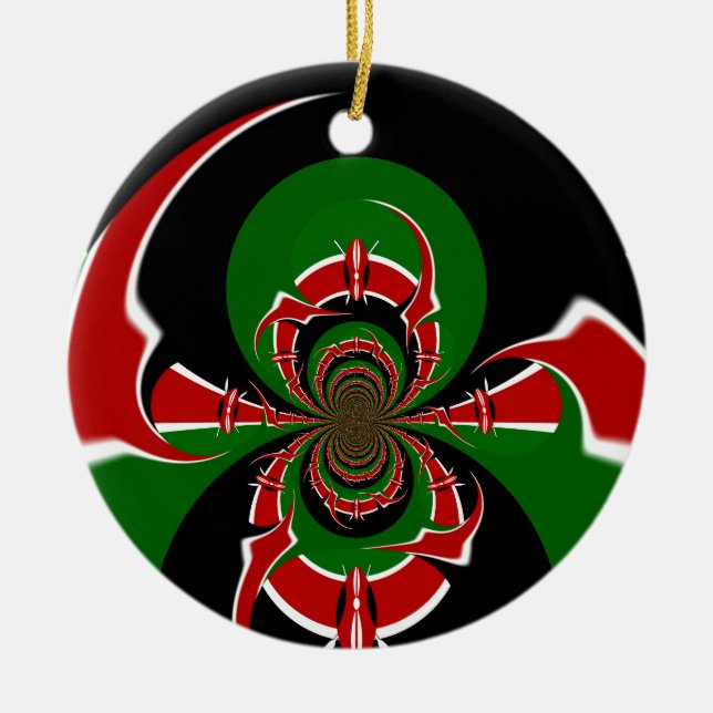 Vibrant Kenyan Flag Pattern: A Powerful Art Ceramic Tree Decoration (Front)