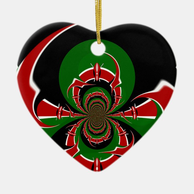 Vibrant Kenyan Flag Pattern: A Powerful Art Ceramic Tree Decoration (Front)
