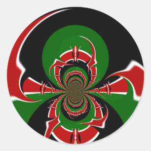 Vibrant Kenyan Flag Pattern: A Powerful Art Classic Round Sticker
