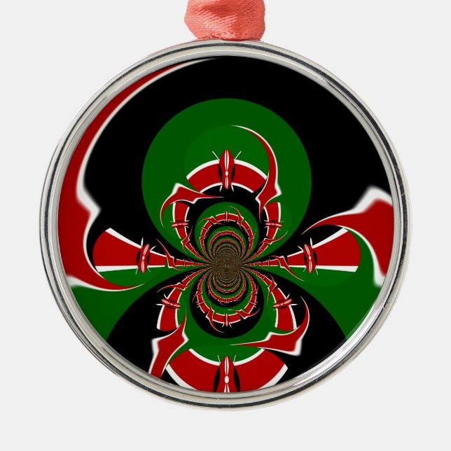Vibrant Kenyan Flag Pattern: A Powerful Art Metal Tree Decoration (Front)