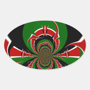 Vibrant Kenyan Flag Pattern: A Powerful Art Oval Sticker