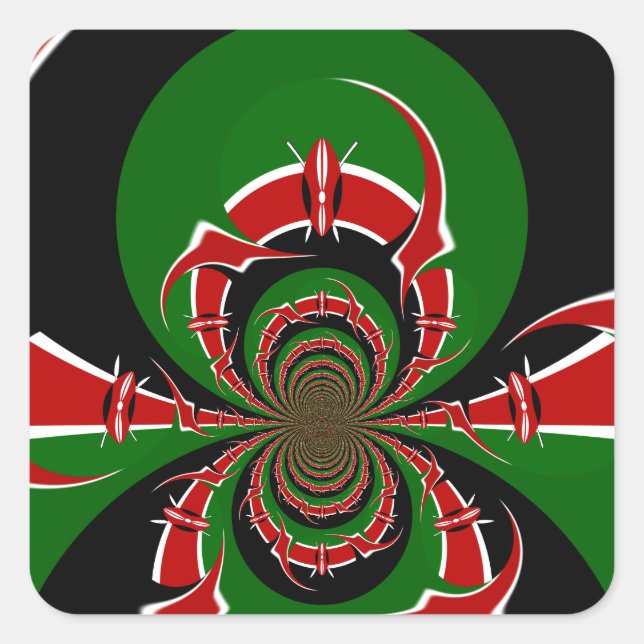 Vibrant Kenyan Flag Pattern: A Powerful Art Square Sticker (Front)