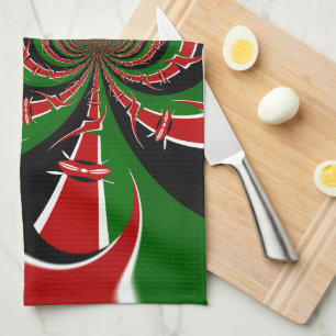 Vibrant Kenyan Flag Pattern: A Powerful Art Tea Towel