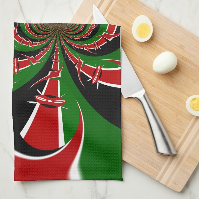 Vibrant Kenyan Flag Pattern: A Powerful Art Tea Towel (Quarter Fold)