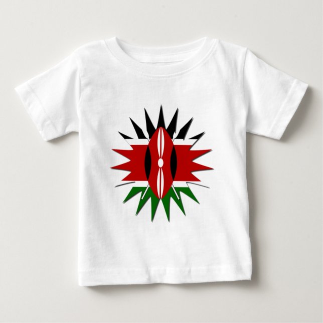 Vibrant Kenyan Flag Pattern: An 18-Star Art Baby T-Shirt (Front)