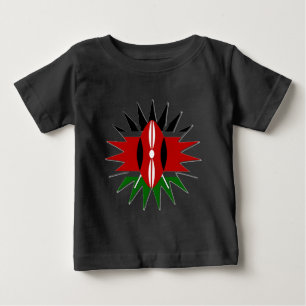 Vibrant Kenyan Flag Pattern: An 18-Star Art Baby T-Shirt
