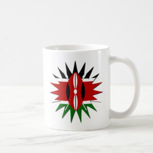 Vibrant Kenyan Flag Pattern: An 18-Star Art Coffee Mug