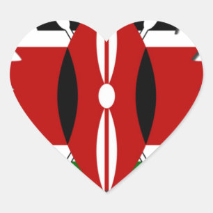 Vibrant Kenyan Flag Pattern: An 18-Star Art Heart Sticker
