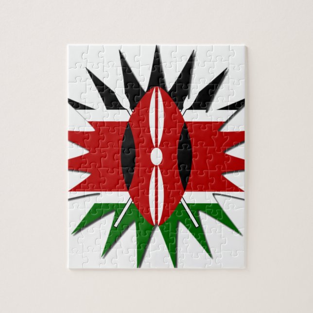 Vibrant Kenyan Flag Pattern: An 18-Star Art Jigsaw Puzzle (Vertical)