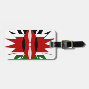 Vibrant Kenyan Flag Pattern: An 18-Star Art Luggage Tag