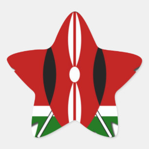 Vibrant Kenyan Flag Pattern: An 18-Star Art Star Sticker