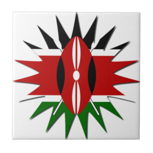 Vibrant Kenyan Flag Pattern: An 18-Star Art Tile