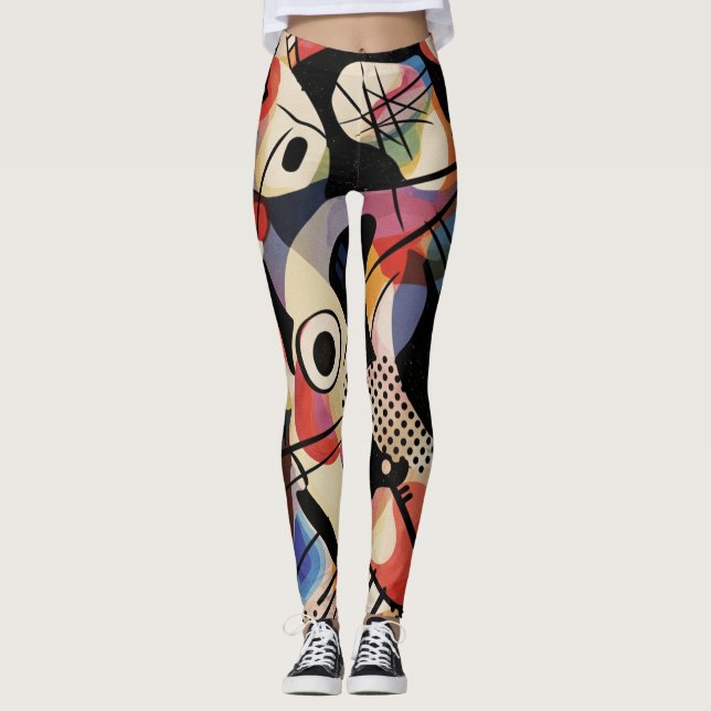 Vibrant Kinetic Abstract Art Leggings (Front)