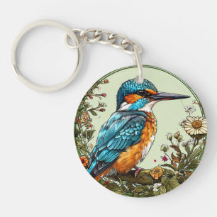 Vibrant Kingfisher Bird Key Ring