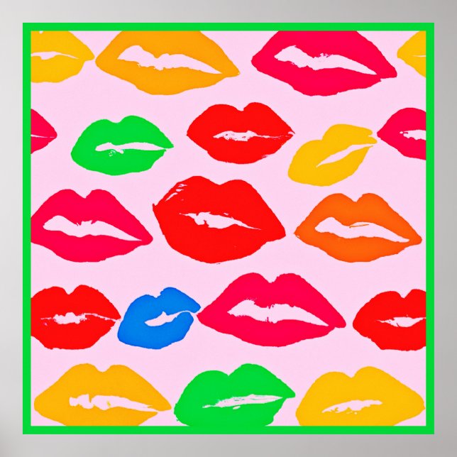 Vibrant Kissed by Colours Pattern Poster (Front)