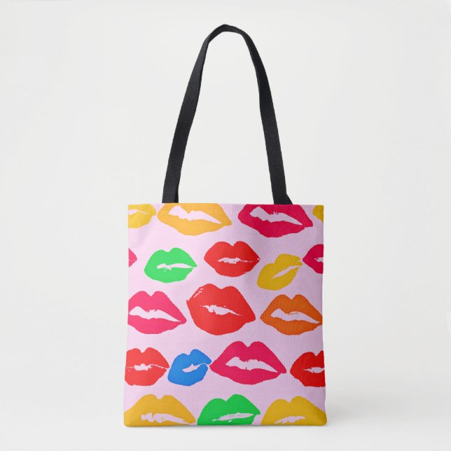 Vibrant Kissed by Colours Pattern Tote Bag (Front)