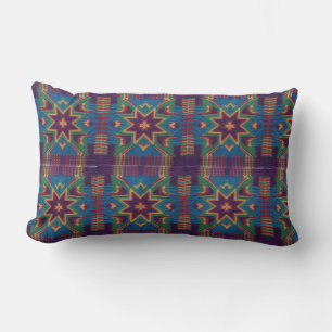 Vibrant Knitted Starburst Mandala Pattern Lumbar Cushion