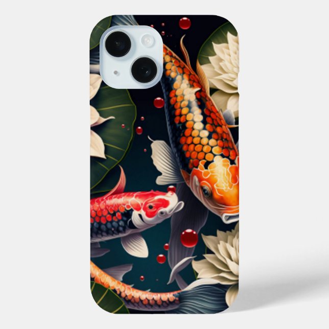 Vibrant Koi Fish and Lotus Flower Pond Art Case-Mate iPhone Case (Back)