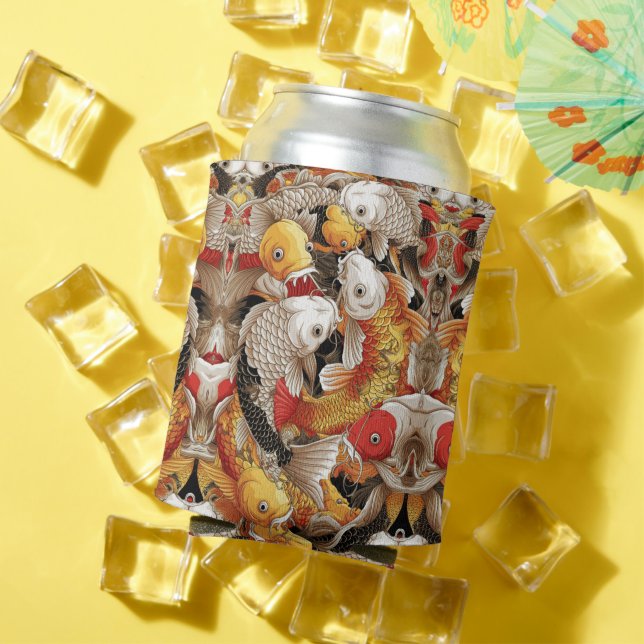  Vibrant Koi Harmony - Japanese Koi Fish Seamless  Can Cooler (In Situ Summer)