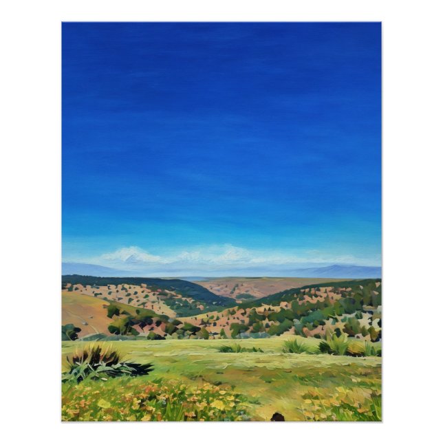 Vibrant Landscape Painting of Rolling Hills  Poster (Front)