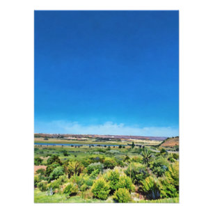 Vibrant Landscape with River Under Clear Blue Sky Photo Print