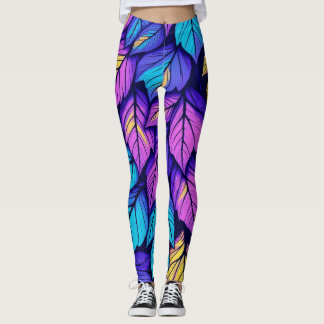 Vibrant Leaf Colorful Nature Leggings