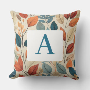 Vibrant Leaf Pattern with Monogram Cushion