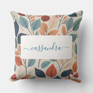 Vibrant Leaf Pattern with Name Cushion