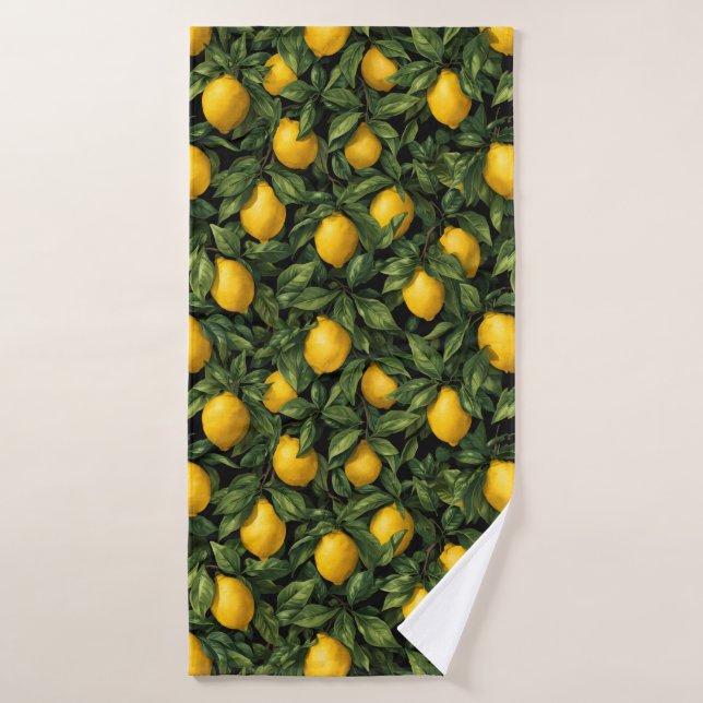 Vibrant Lemon Citrus Tree Pattern Bath Towel (Bath Towel)