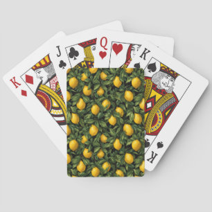 Vibrant Lemon Citrus Tree Pattern Playing Cards
