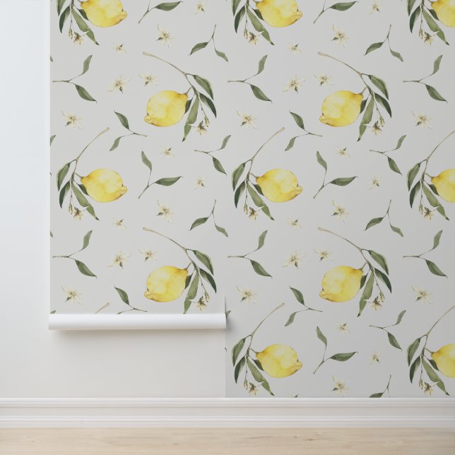 Vibrant Lemon Fruit Pattern Wallpaper (Application)