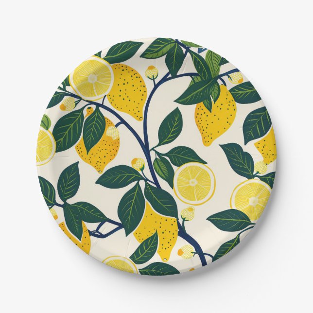 Vibrant Lemon Grove Paper Plate (Front)