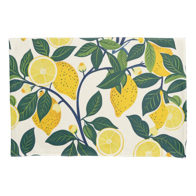 Vibrant Lemon Grove Pillowcase (Front-Left)