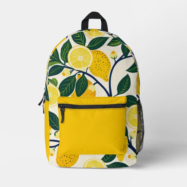 Vibrant Lemon Grove Printed Backpack (Front)