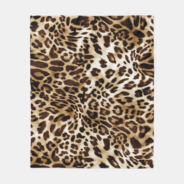 Vibrant Leopard: Colourful Textile Design. Fleece Blanket (Front)