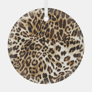 Vibrant Leopard: Colourful Textile Design. Glass Tree Decoration