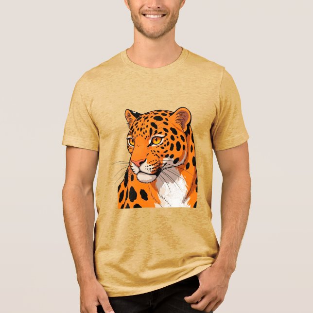 Vibrant Leopard Portrait With Bold Spots Tri-Blend Shirt (Front)