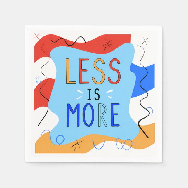 Vibrant "Less Is More" Abstract Graphic Napkin (Front)