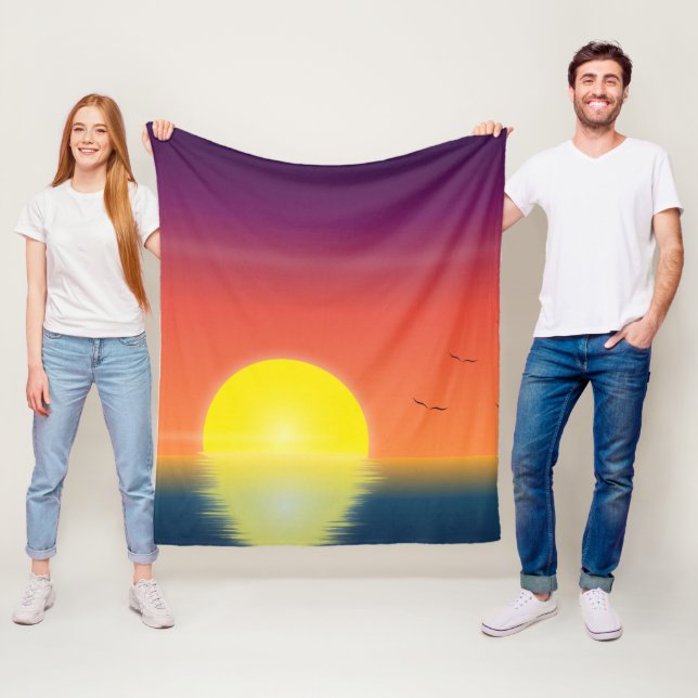 Vibrant LGBTQ Pride Flag Sunset Fleece Blanket (In Situ)