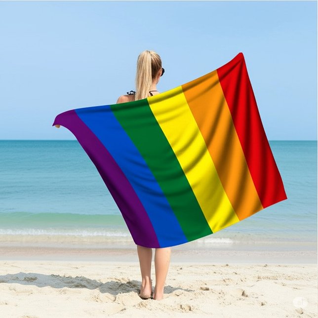 Vibrant LGBTQ+ Pride Rainbow Stripes Beach Towel (Creator Uploaded)